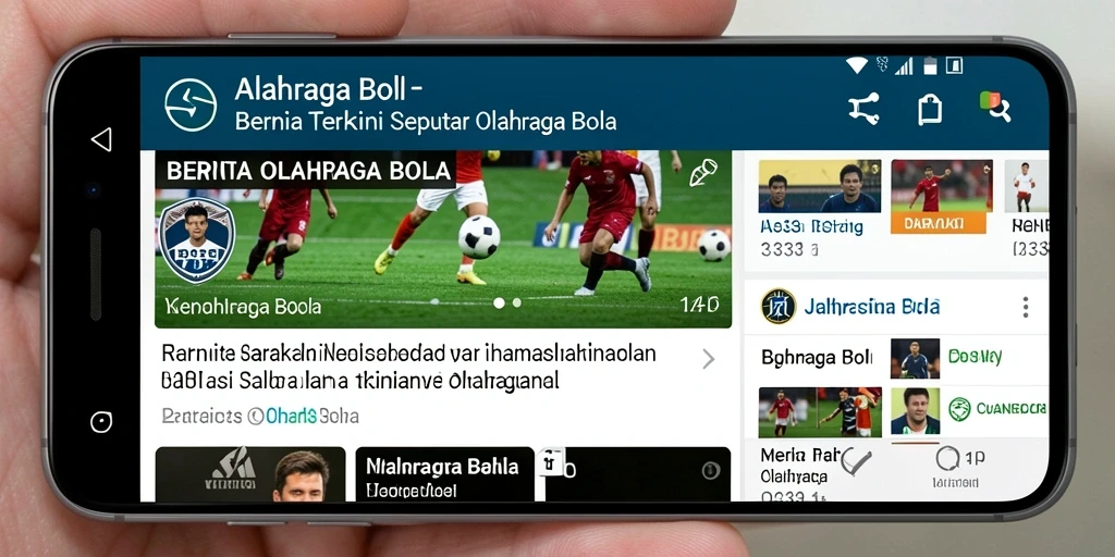 Tampilan antarmuka aplikasi 333I untuk berita olahraga bola.