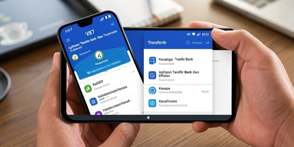 Antarmuka pengguna V87 yang sederhana dan efisien untuk transfer bank.