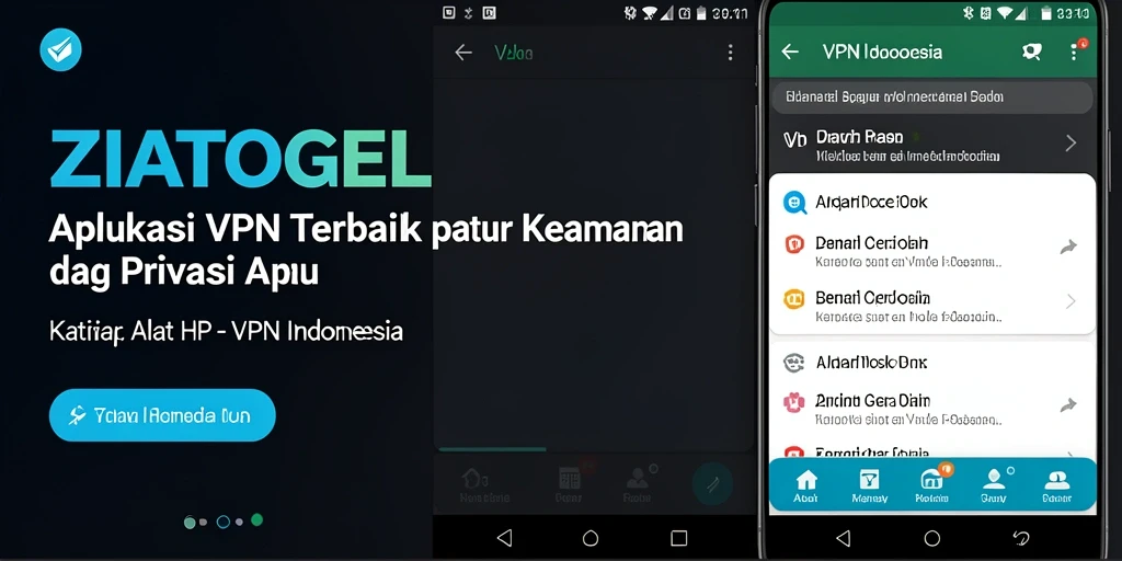 Tampilan antarmuka ZIATOGEL dengan fungsi VPN yang sederhana.