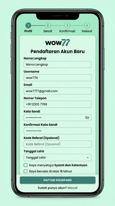Cara Mudah Registrasi Akun Wow77 untuk Pengguna Android